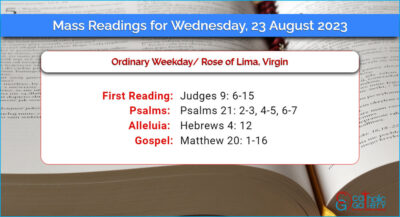 Daily Mass Readings for Wednesday, 23 August 2023