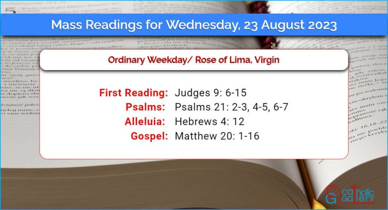 Daily Mass Readings for Wednesday, 23 August 2023