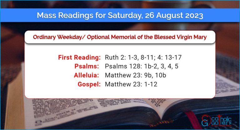 Daily Mass Readings for Saturday, 26 August 2023