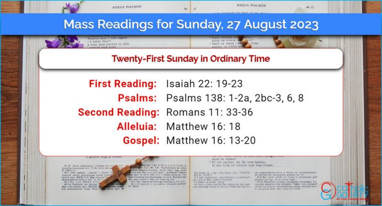 Daily Mass Readings for Sunday, 27 August 2023