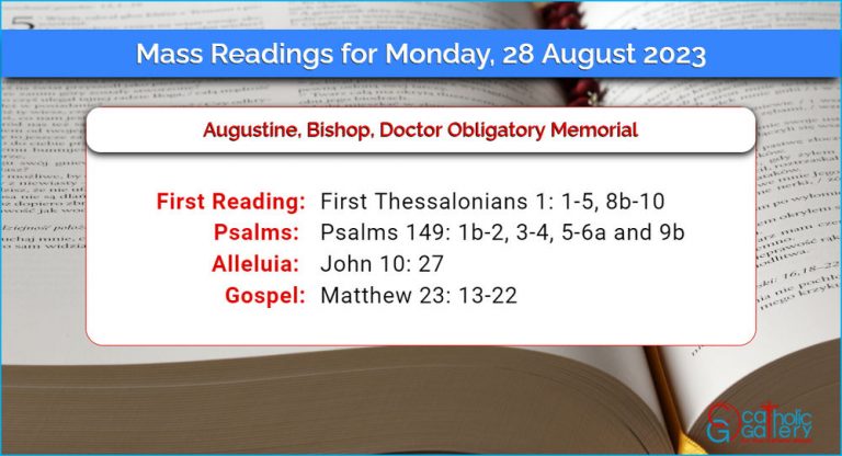Daily Mass Readings for Monday, 28 August 2023