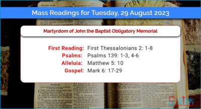 Daily Mass Readings for Tuesday, 29 August 2023