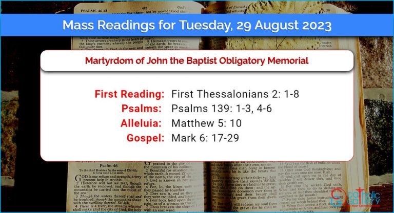 Daily Mass Readings for Tuesday, 29 August 2023