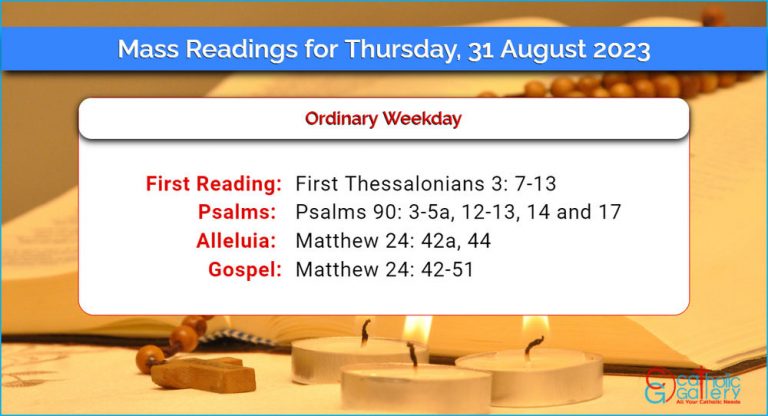 Daily Mass Readings for Thursday, 31 August 2023