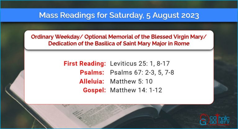 Daily Mass Readings for Saturday, 5 August 2023