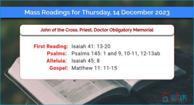 Daily Mass Readings for Thursday, 14 December 2023