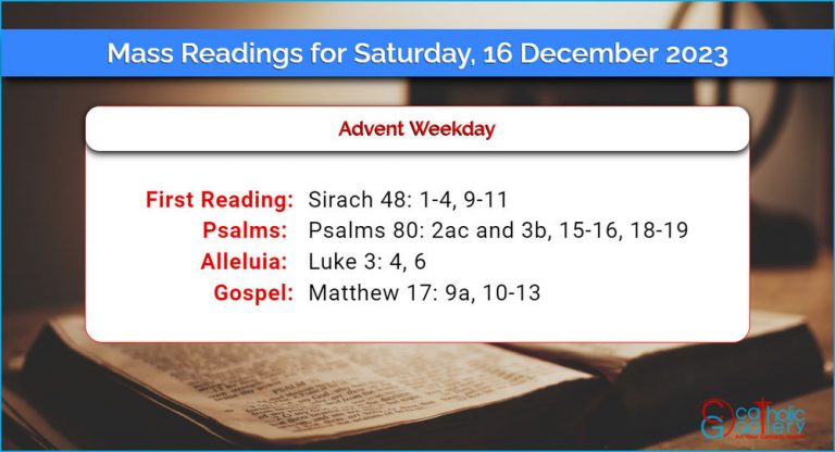 Daily Mass Readings for Saturday, 16 December 2023