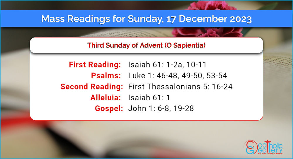 Daily Mass Readings for Sunday, 17 December 2023 Catholic Gallery
