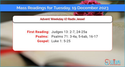 Daily Mass Readings for Tuesday, 19 December 2023