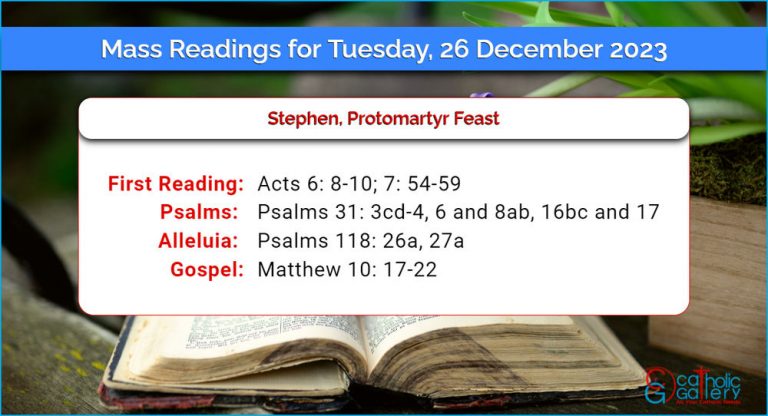 Daily Mass Readings for Tuesday, 26 December 2023