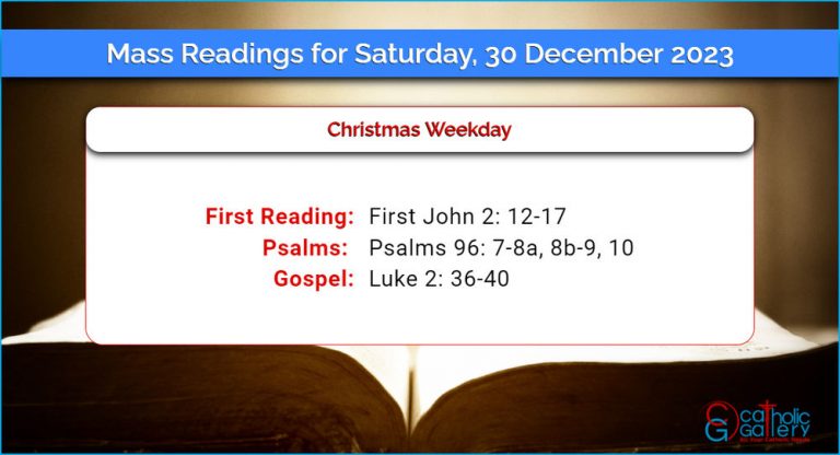 Daily Mass Readings for Saturday, 30 December 2023