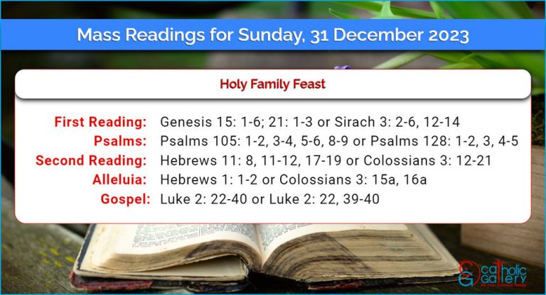 Daily Mass Readings for Sunday, 31 December 2023