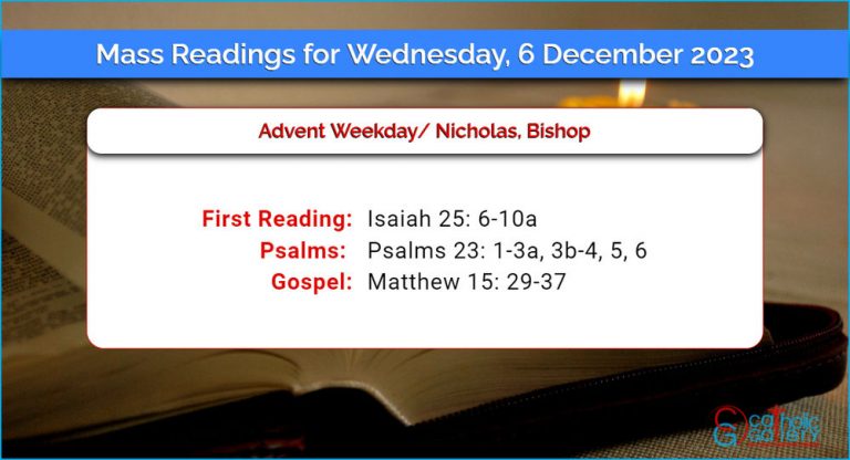 Daily Mass Readings for Wednesday, 6 December 2023