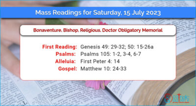 Daily Mass Readings for Saturday, 15 July 2023