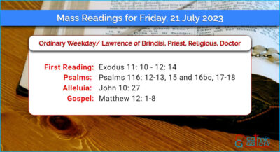 Daily Mass Readings for Friday, 21 July 2023