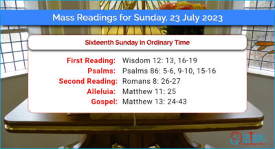 Daily Mass Readings for Sunday, 23 July 2023