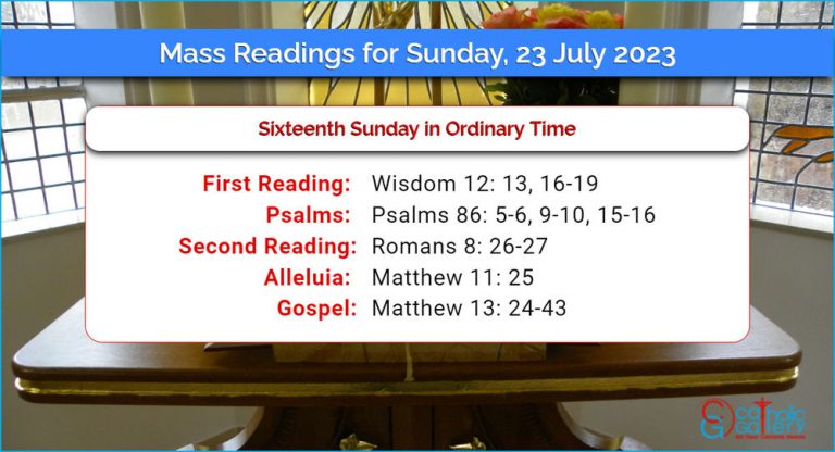 Daily Mass Readings for Sunday, 23 July 2023