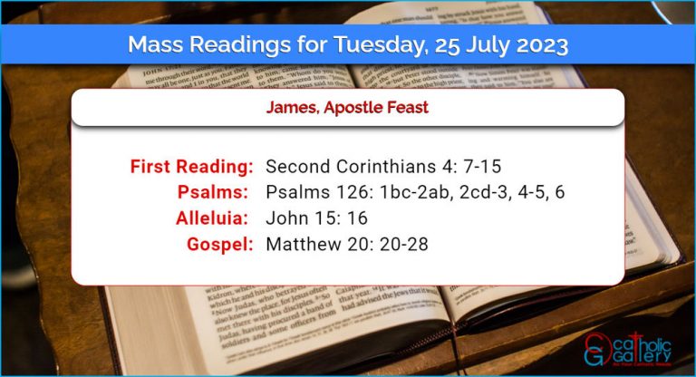 Daily Mass Readings for Tuesday, 25 July 2023