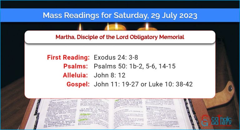 Daily Mass Readings for Saturday, 29 July 2023