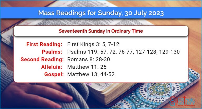 Daily Mass Readings for Sunday, 30 July 2023