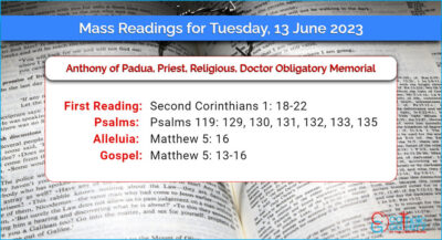 Daily Mass Readings for Tuesday, 13 June 2023