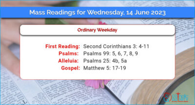 Daily Mass Readings for Wednesday, 14 June 2023
