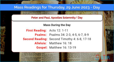 Daily Mass Readings for Thursday, 29 June 2023 – Day