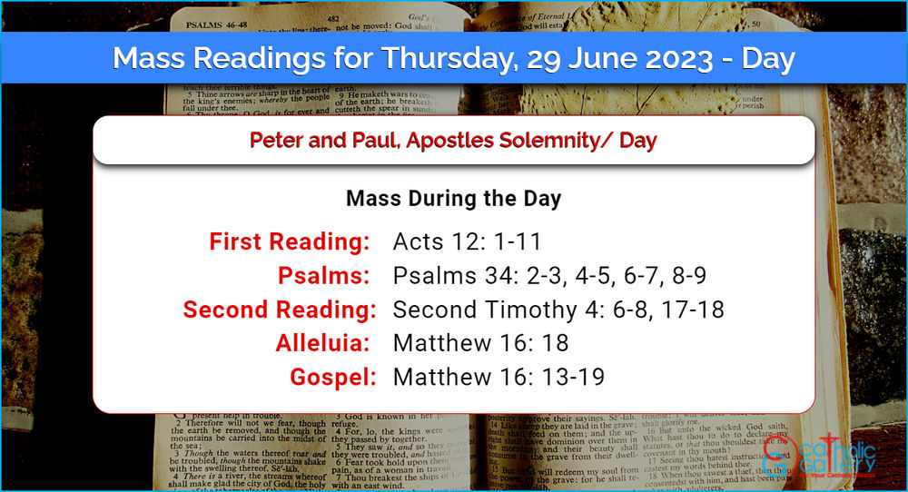 Daily Mass Readings 29th June 2023 Thursday