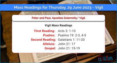Daily Mass Readings for Thursday, 29 June 2023 – Vigil
