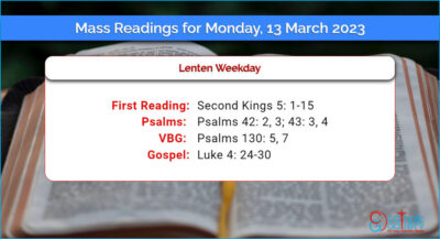 Daily Mass Readings for Monday, 13 March 2023