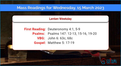 Daily Mass Readings for Wednesday, 15 March 2023