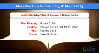 Daily Mass Readings for Saturday, 18 March 2023