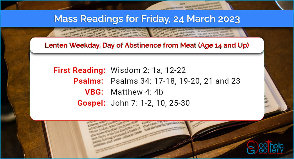 Daily Mass Readings For Friday 24 March 2023 Catholic Gallery