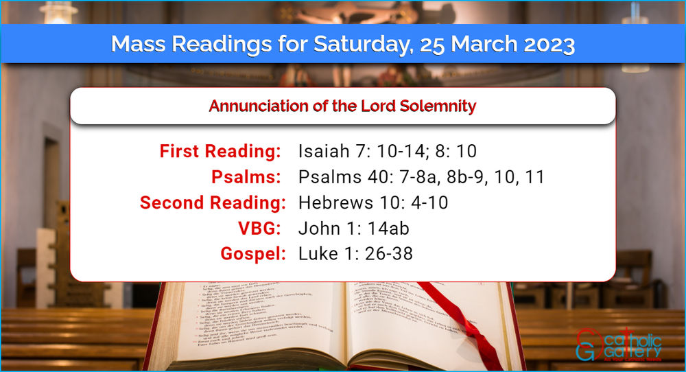 Daily Mass Readings 25 March 2023 Saturday