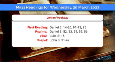 Daily Mass Readings for Wednesday, 29 March 2023