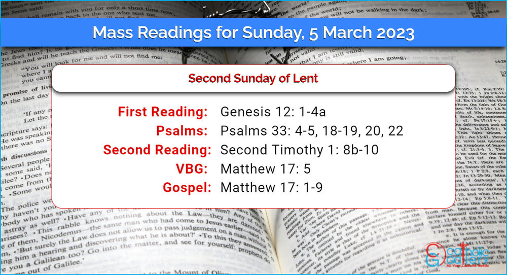 Daily Mass Readings For Sunday 5 March 2023 Catholic Gallery