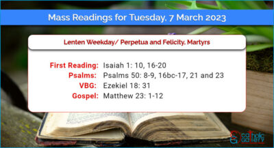 Daily Mass Readings for Tuesday, 7 March 2023