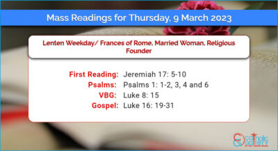 Daily Mass Readings for Thursday, 9 March 2023