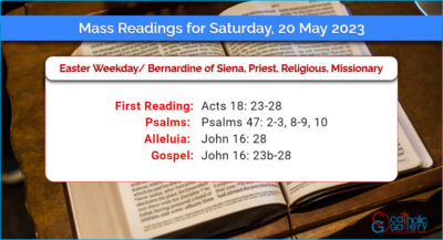 Daily Mass Readings for Saturday, 20 May 2023