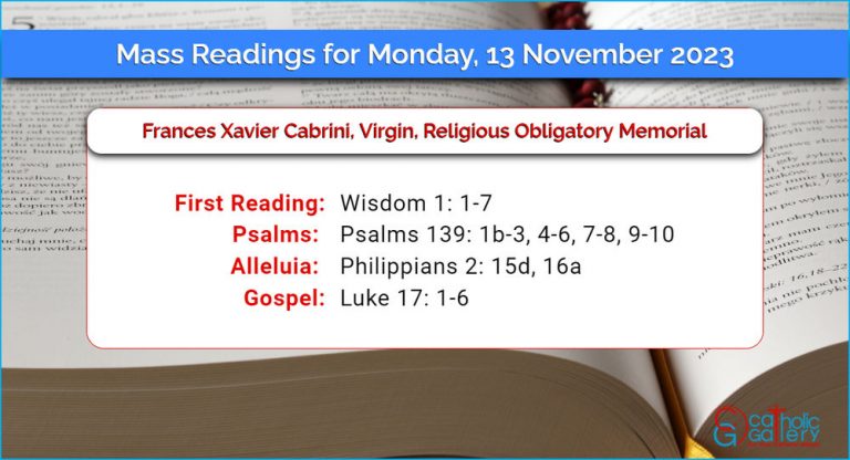 Daily Mass Readings for Monday, 13 November 2023