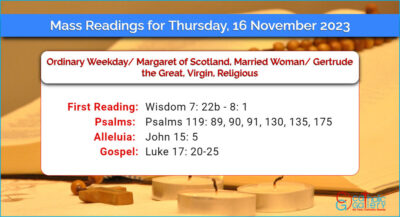 Daily Mass Readings for Thursday, 16 November 2023