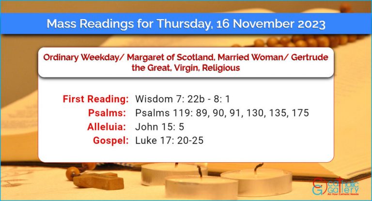 Daily Mass Readings for Thursday, 16 November 2023