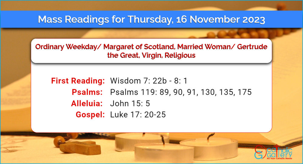 Daily Mass Readings for Thursday, 16 November 2023 Catholic Gallery