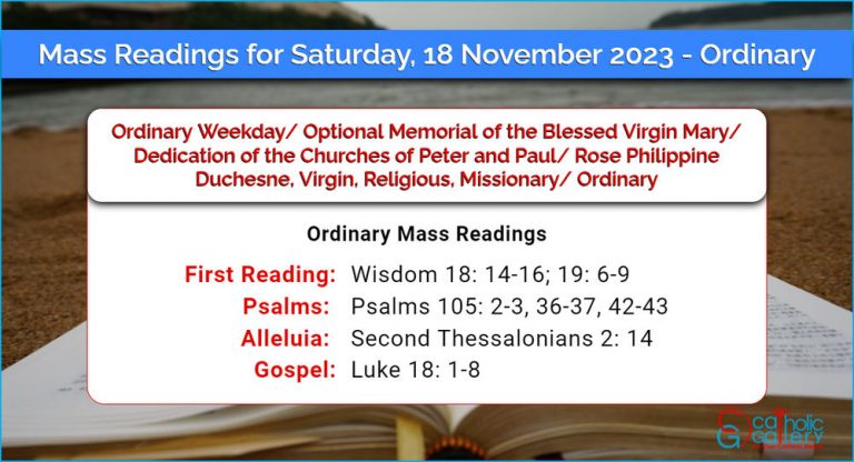Daily Mass Readings for Saturday, 18 November 2023 – Ordinary
