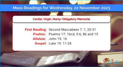 Daily Mass Readings for Wednesday, 22 November 2023
