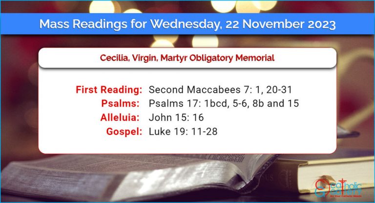 Daily Mass Readings for Wednesday, 22 November 2023