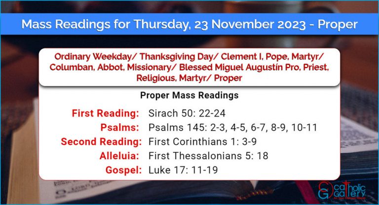 Daily Mass Readings for Thursday, 23 November 2023 – Proper