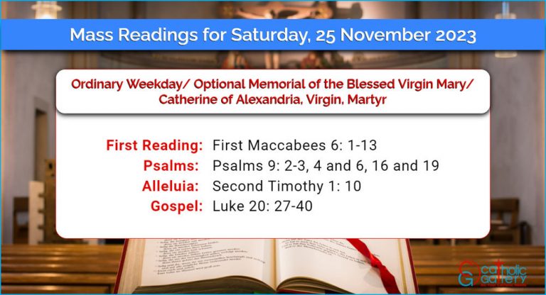 Daily Mass Readings for Saturday, 25 November 2023