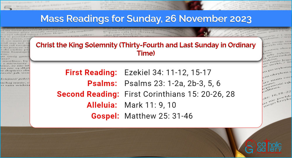 Daily Mass Readings for Sunday, 26 November 2023 Catholic Gallery