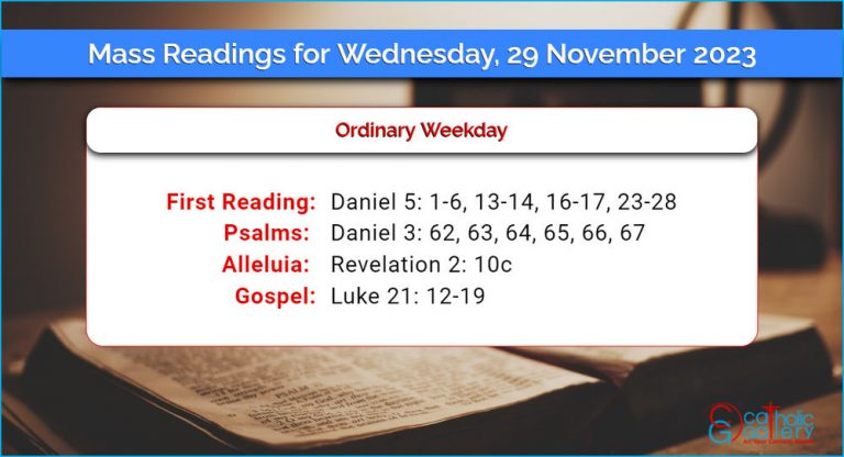 Daily Mass Readings for Wednesday, 29 November 2023